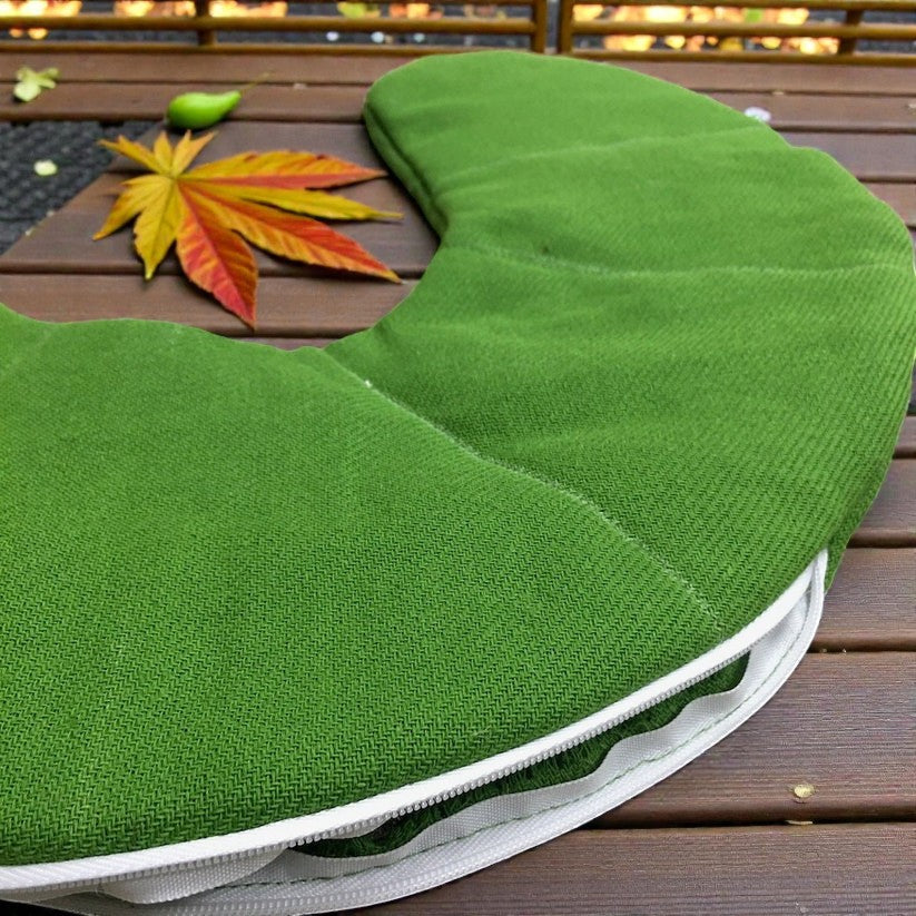 Refillable U-Shaped Neck Pillow Cover (Unfilled) – Green Hemp 180gsm, Zipper