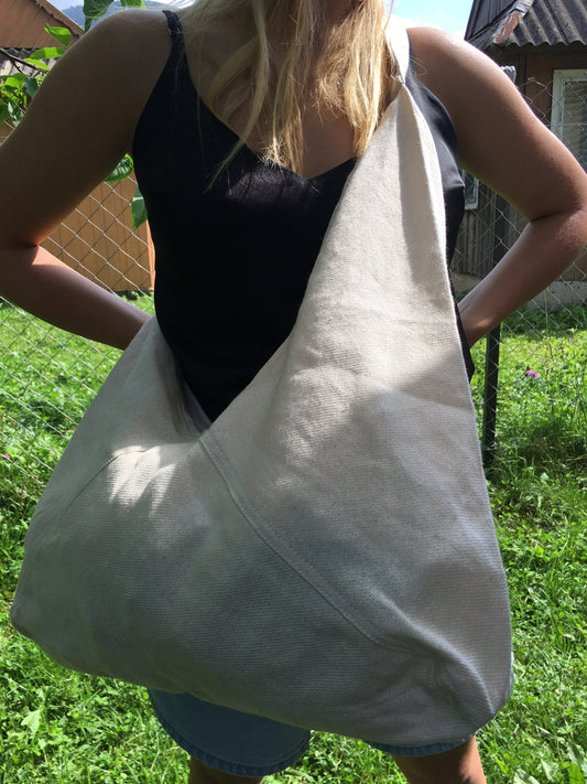 Organic hemp hobo bag, Big bag as a sac for lots of things and zip lock