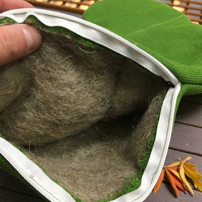 Refillable U-Shaped Neck Pillow Cover (Unfilled) – Green Hemp 180gsm, Zipper