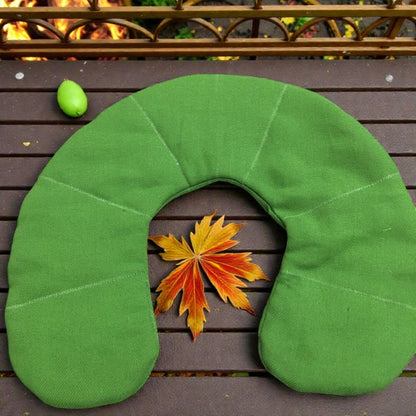 Refillable U-Shaped Neck Pillow Cover (Unfilled) – Green Hemp 180gsm, Zipper