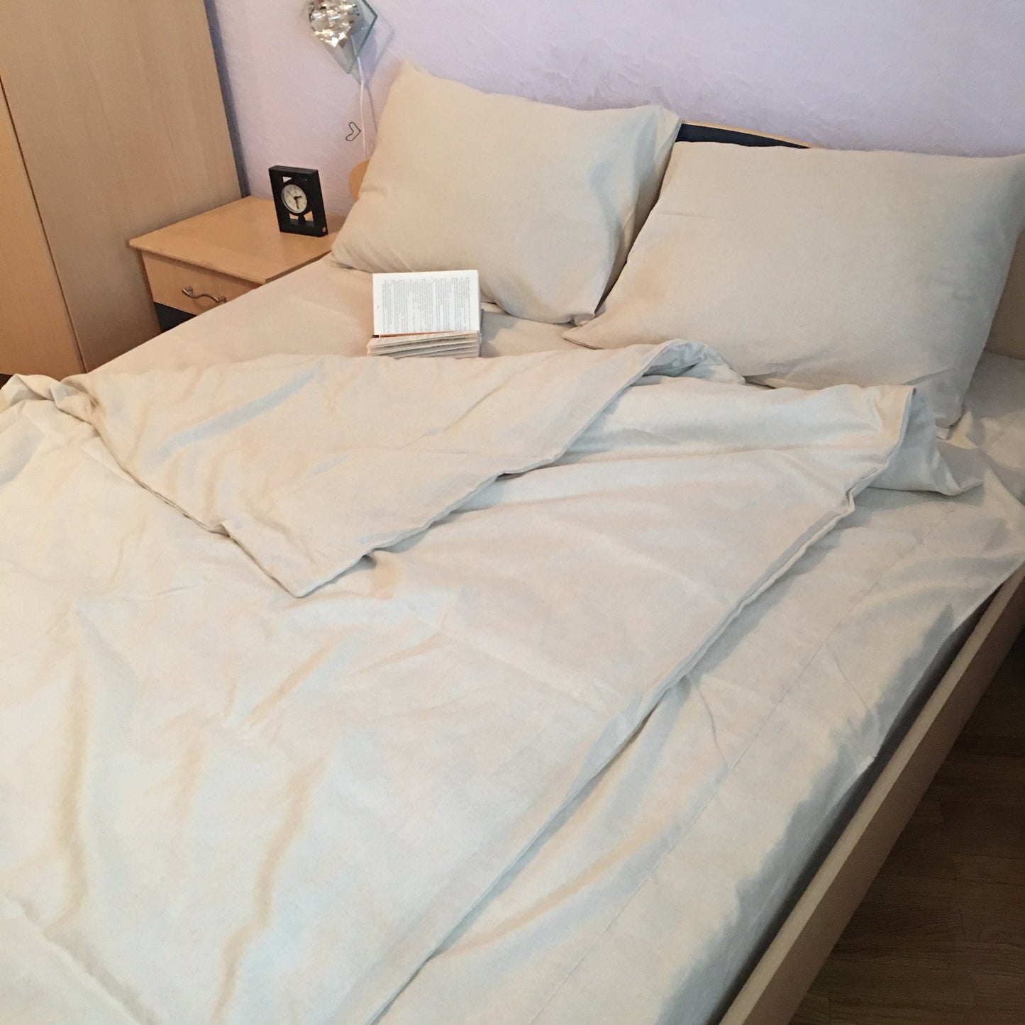 Hemp bedding set 3 pieces, 1 duvet cover and 2 pillowcases, Natural and antibacterial bedding