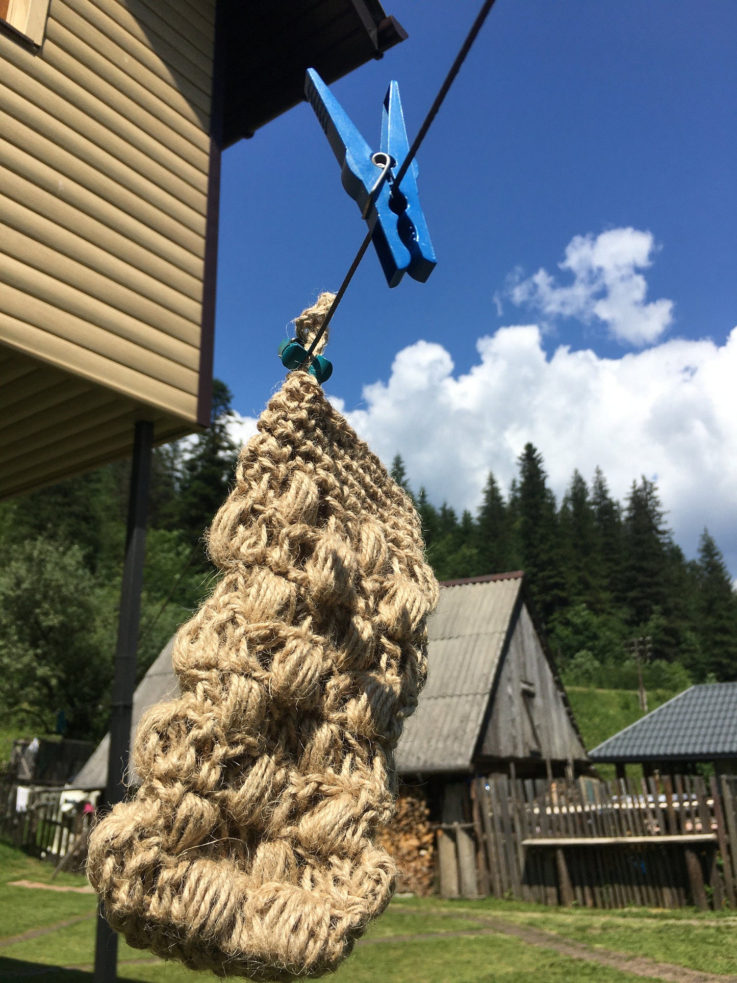 Organic bath sponge, Hemp yarn crochet washcloth, Set of organic gifts