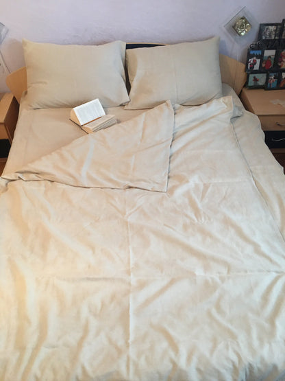 Hemp fabric bedding set 4 pieces, Duvet Cover+Flat Sheet+ 2 Pillowcase, bedding set queen