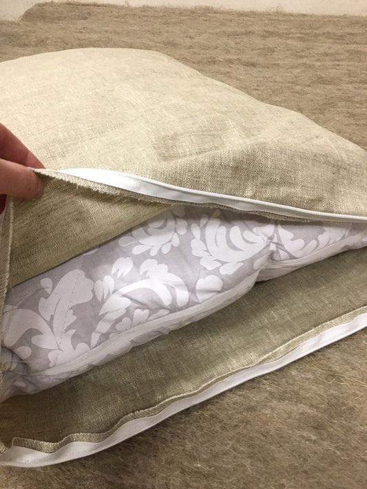 Hemp pillow protector with zipper made of thicker hemp fabric, Antibacterial, Natural product