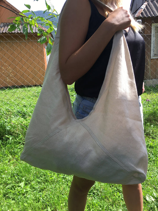 Organic hemp hobo bag, Big bag as a sac for lots of things and zip lock