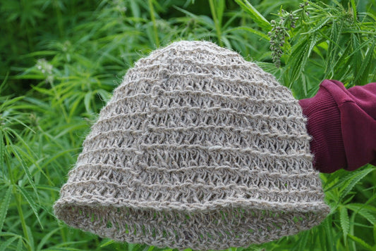 Crochet hemp hat, Unisex knitted hat made of hemp yarn, Cannabis thread handmade crochet