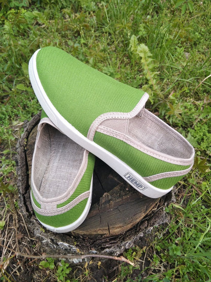 Hemp green sneakers for women, Organic hemp shoes for women
