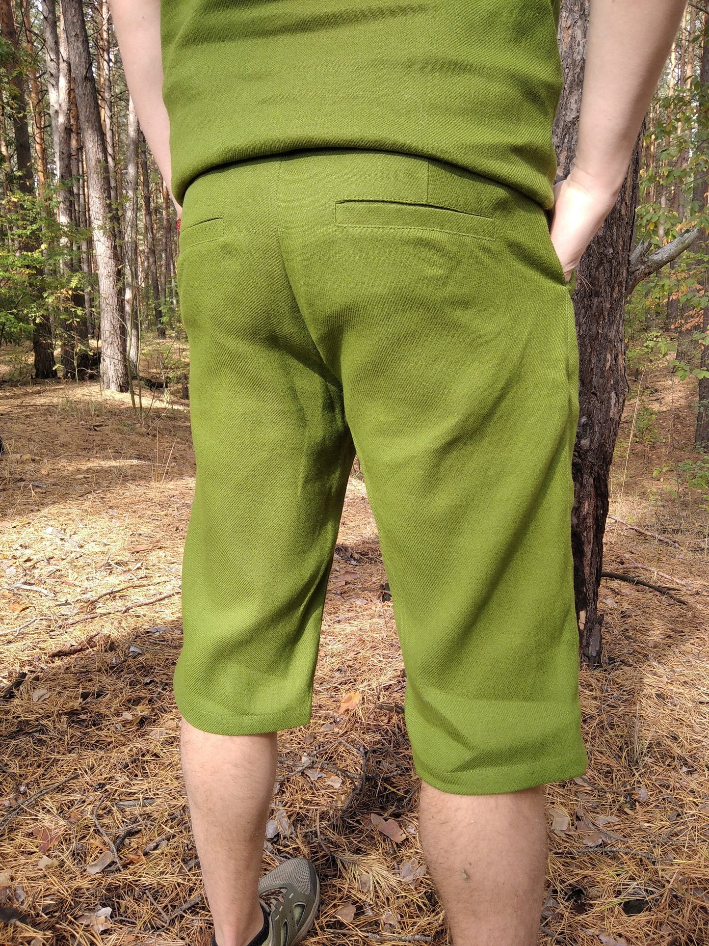 Green hemp shorts for men, Hemp clothing natural with UV protection, Organic cloth
