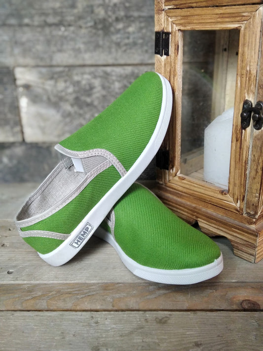 Hemp shoes for men, Green slip-ons