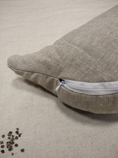 Hemp crescent cushion, Buckwheat pillow for meditation