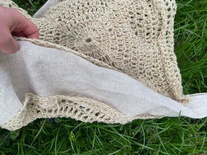 Hemp Tote Bag - Shopping Bag - Handbag - Gift for her - Crochet Tote Bag knitted shoulder knit