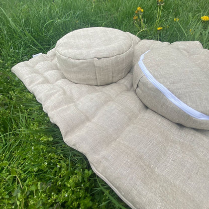 Hemp meditation set of 3 pieces, Buckwheat husk inside