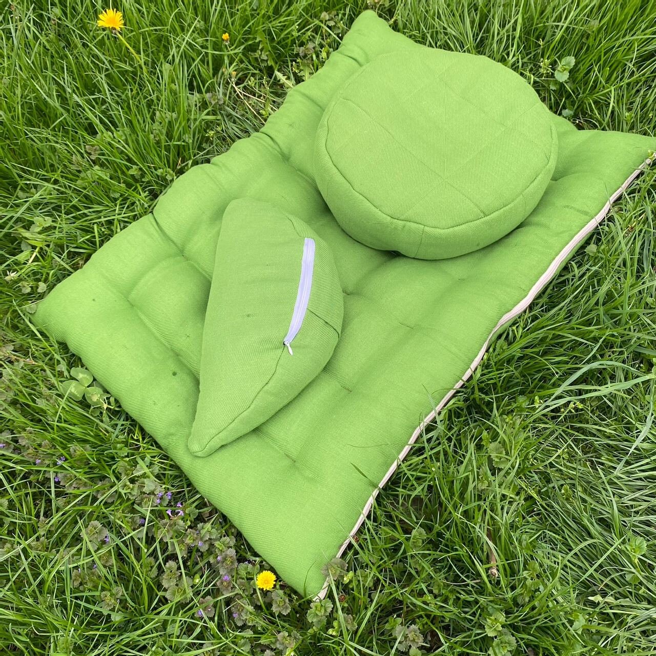 Hemp meditation set - yoga mat, yoga cushion and zafu with buckwheat husk