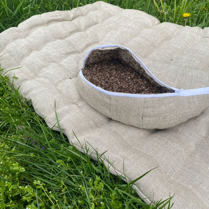 Hemp meditation set of 2 pieces, Buckwheat husk inside