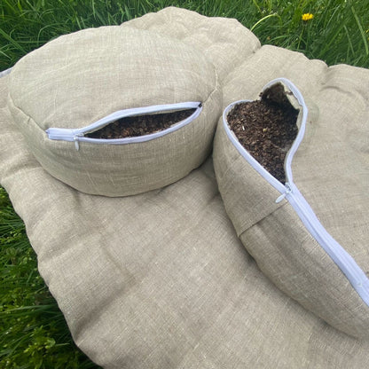 Hemp meditation set of 3 pieces, Buckwheat husk inside