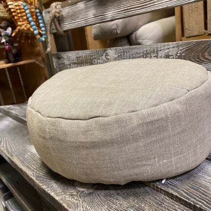 Hemp round zafu meditation cushion with buckwheat husk