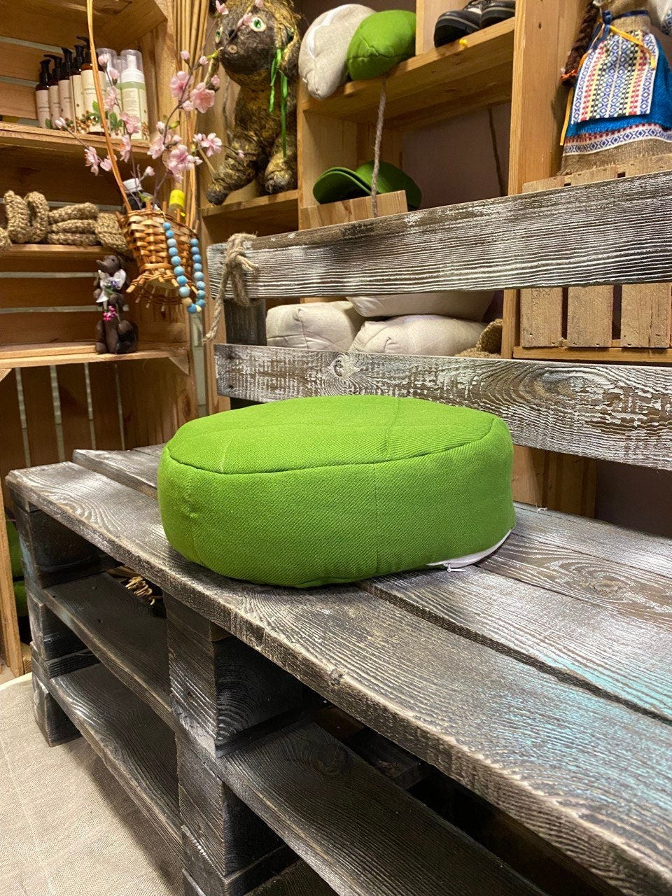 Meditation Cushion with buckwheat husk,Hemp Floor Pillow