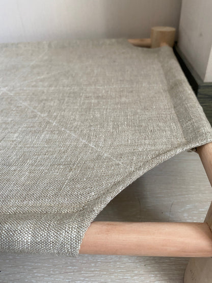 Wood bed for pet with hemp fabric, Natural cat bed