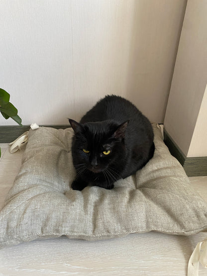 Pet bed made of hemp, Gray hemp pillow for cats