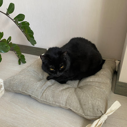 Pet bed made of hemp, Gray hemp pillow for cats