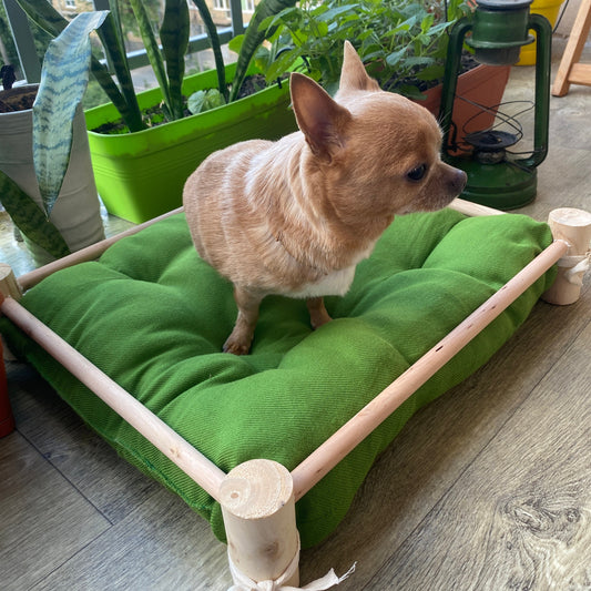 Hemp bed for pet with wooden frame