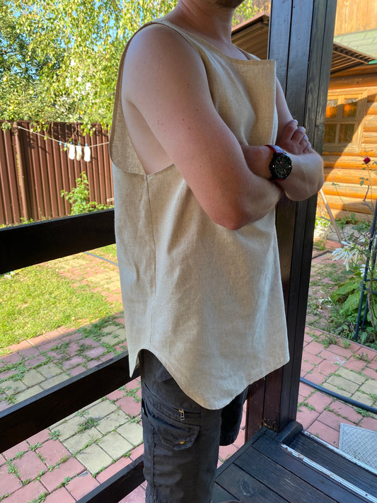 Hemp sleeveless shirt for man