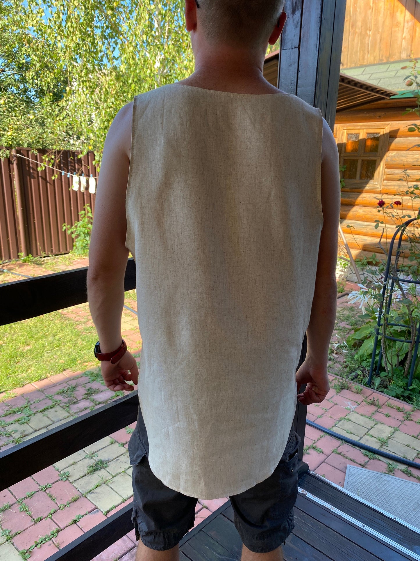 Hemp sleeveless shirt for man