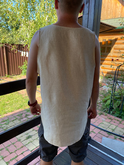 Hemp sleeveless shirt for man