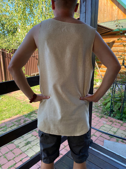 Hemp sleeveless shirt for man