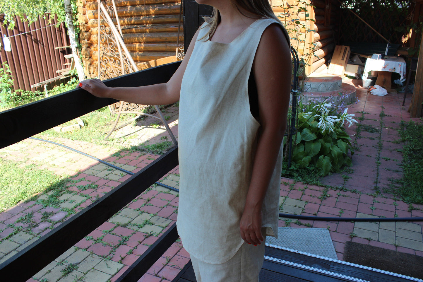 Hemp shirt for lady, Sleeveless shirt