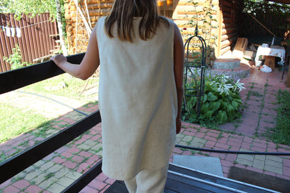 Hemp shirt for lady, Sleeveless shirt