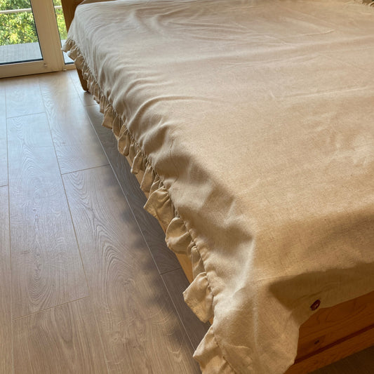 Ruffle Hemp DUVET COVER - Hemp duvet cover,king,twin,full,Queen -  Natural color