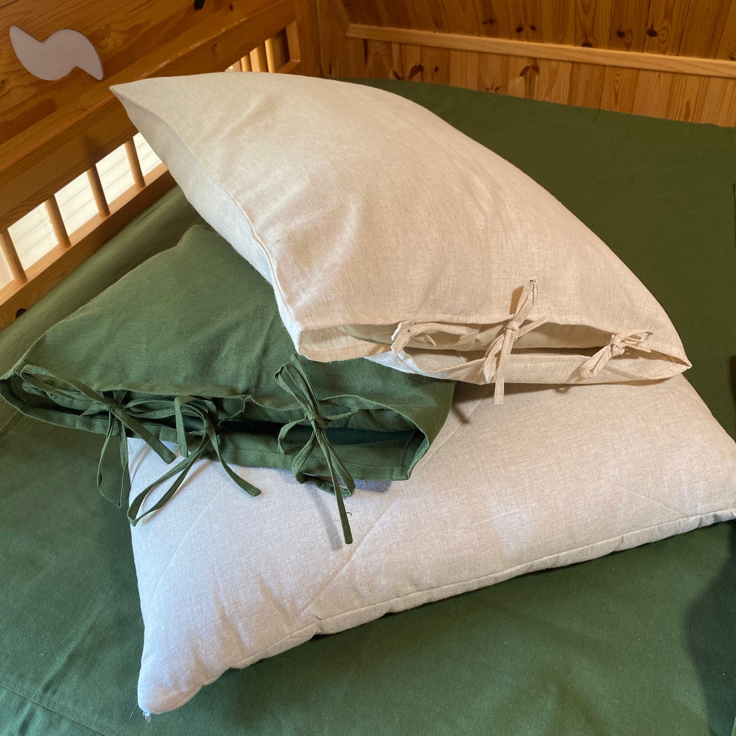 Hemp pillowcase with ties - Pillow cover with ties