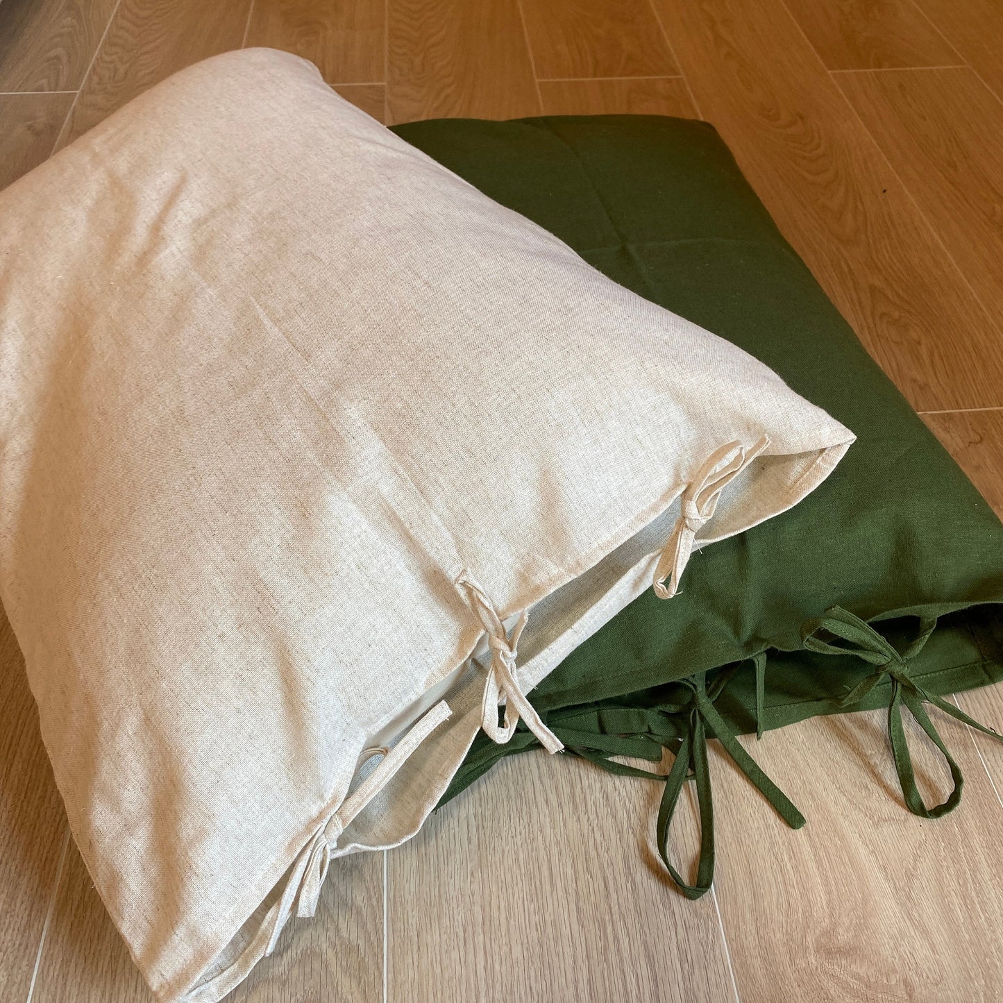 Hemp pillowcase with ties - Pillow cover with ties