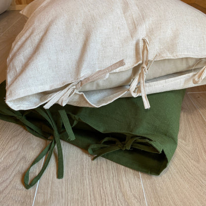 Hemp pillowcase with ties - Pillow cover with ties