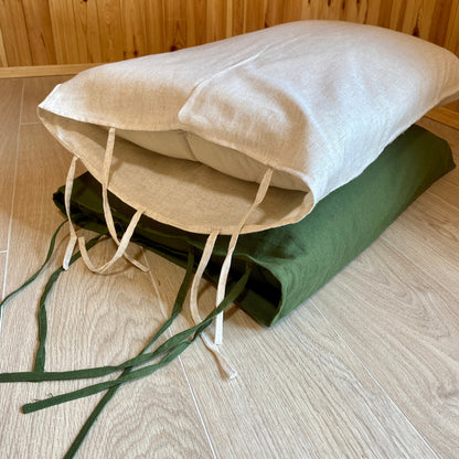 Hemp pillowcase with ties - Pillow cover with ties