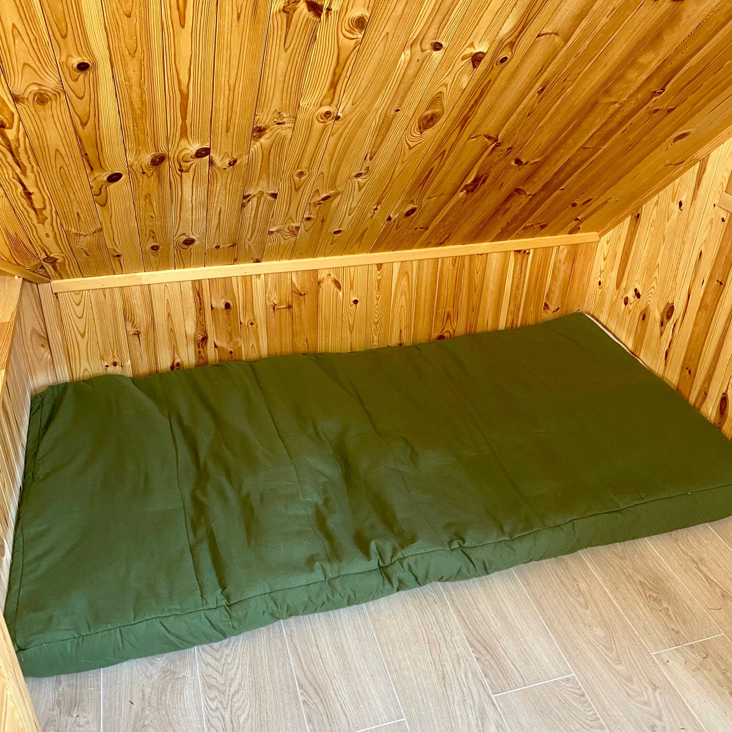 Green hemp floor cushion with hemp filler