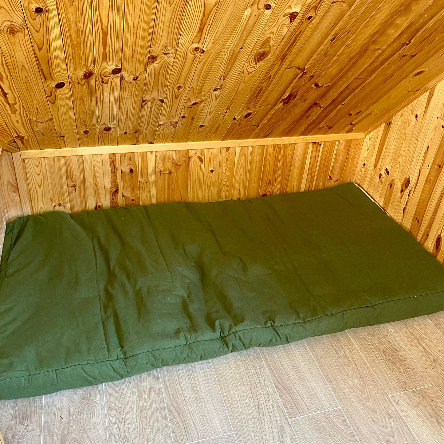 Green hemp floor cushion with hemp filler