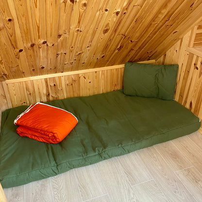 Green hemp floor cushion with hemp filler