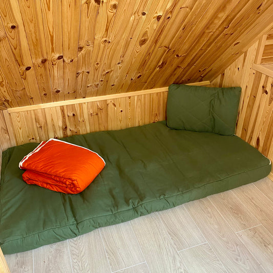 Green hemp floor cushion with hemp filler