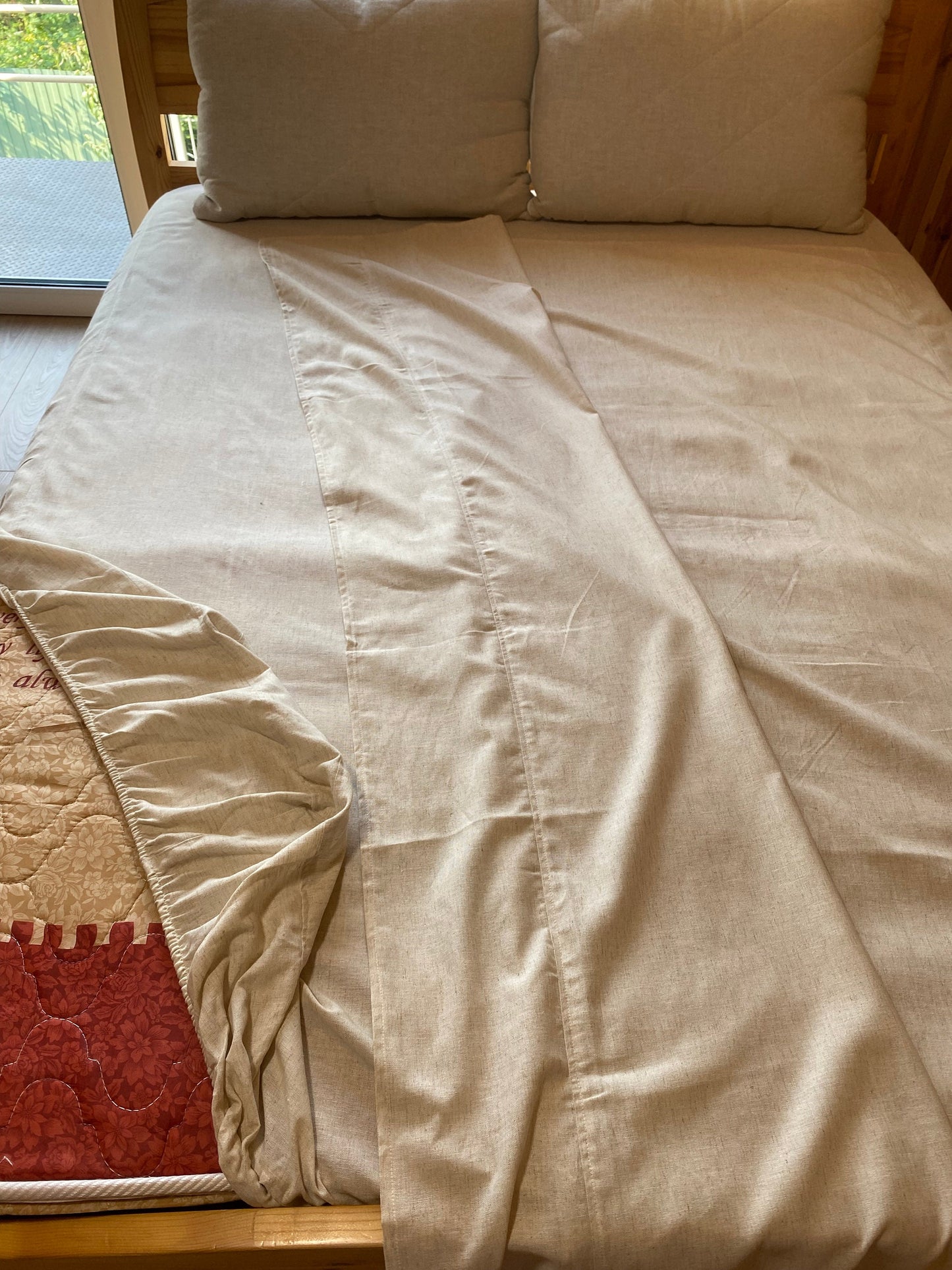 4 pieces hemp sheet set, fitted+flat sheet and 2 pillowcases