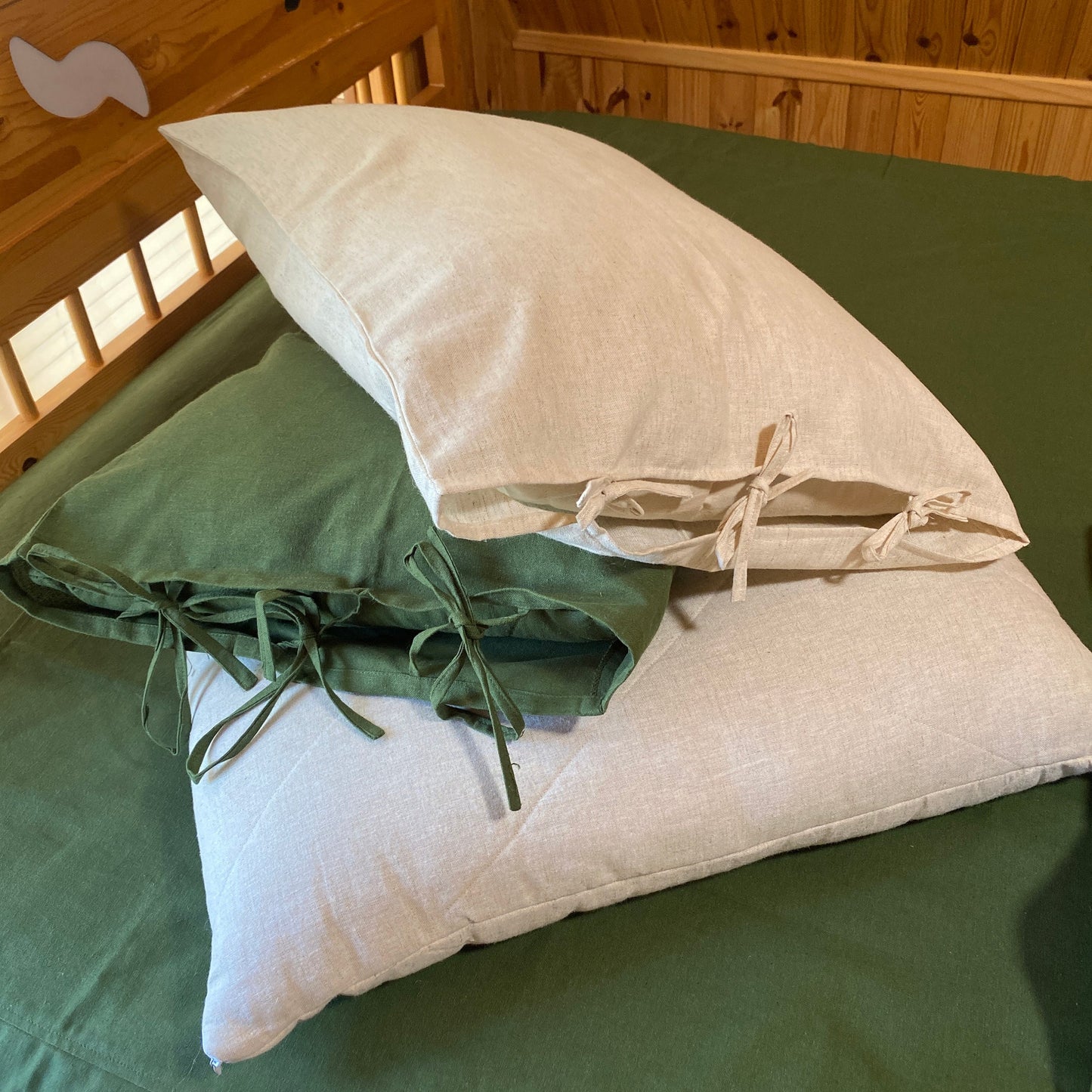Hemp pillowcase with ties - Pillow cover with ties
