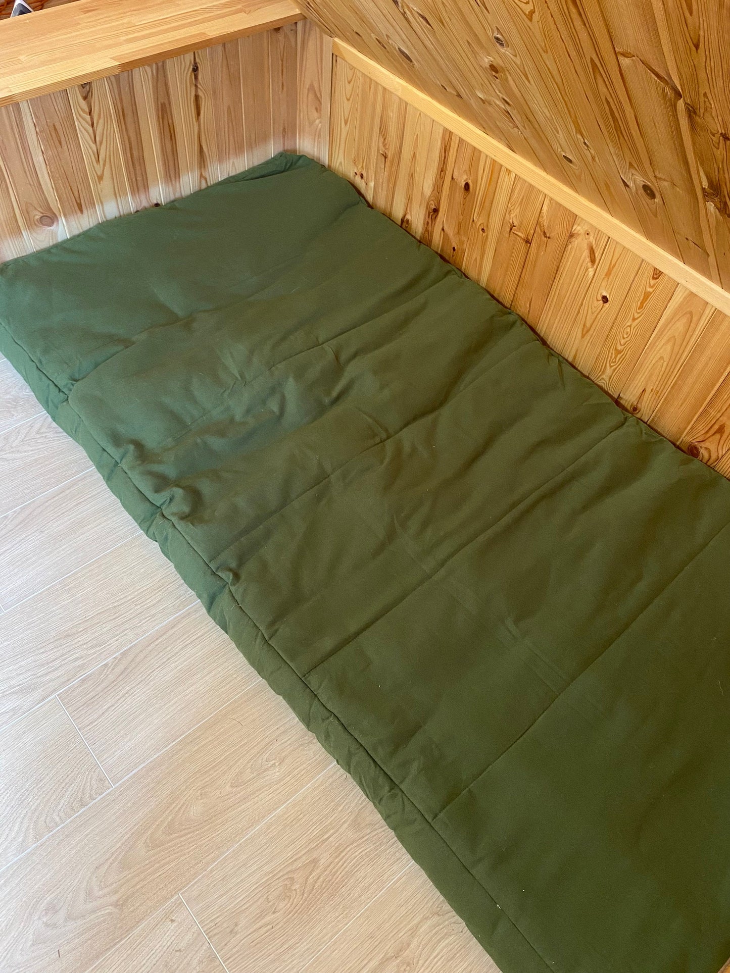 Green hemp floor cushion with hemp filler
