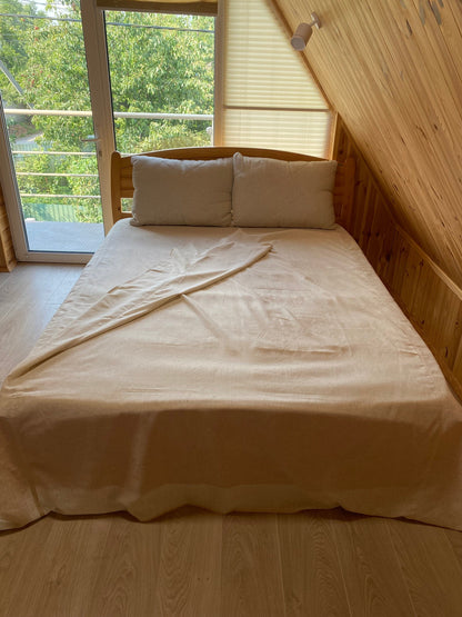 4 pieces hemp sheet set, fitted+flat sheet and 2 pillowcases