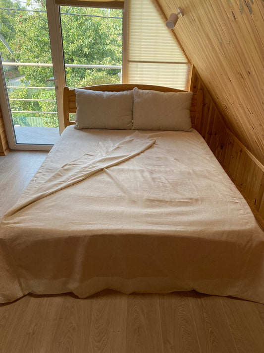 4 pieces hemp sheet set, fitted+flat sheet and 2 pillowcases