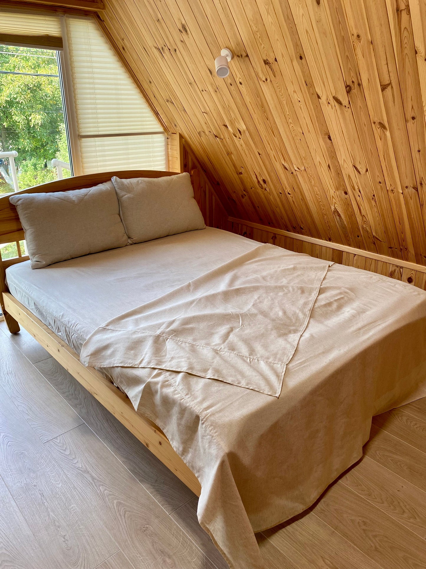 4 pieces hemp sheet set, fitted+flat sheet and 2 pillowcases