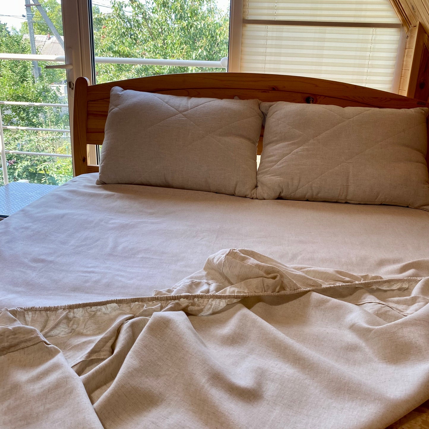 4 pieces hemp sheet set, fitted+flat sheet and 2 pillowcases