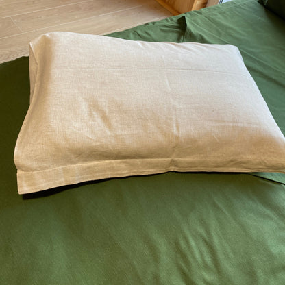 Hemp pillowcase french seam, natural and green colour