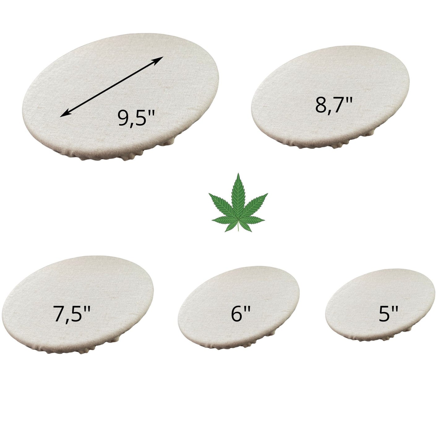Hemp bowl covers/Bowl Dish Cover Set of 5 reusable washable, breathable organic hemp food cover