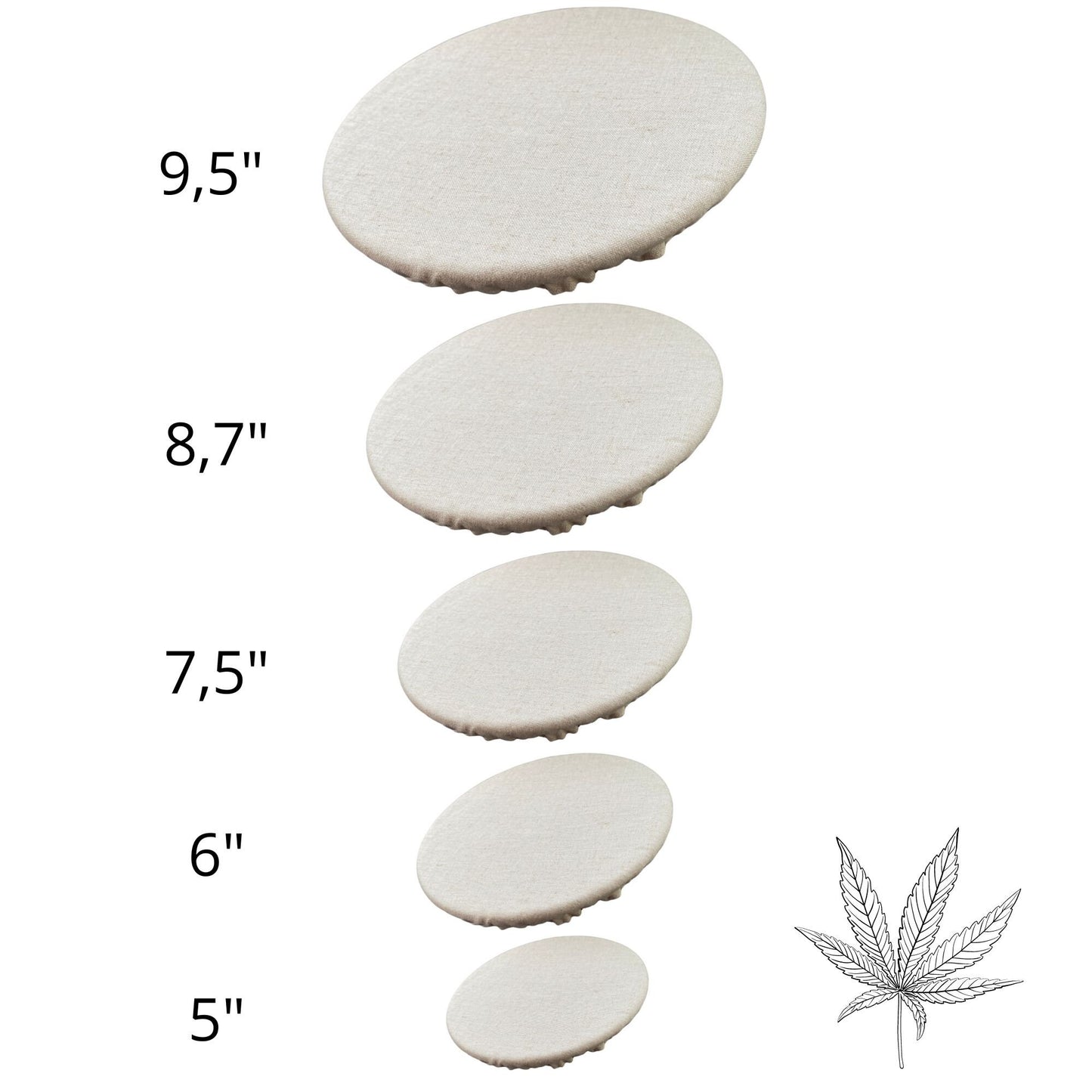 Hemp bowl covers/Bowl Dish Cover Set of 5 reusable washable, breathable organic hemp food cover